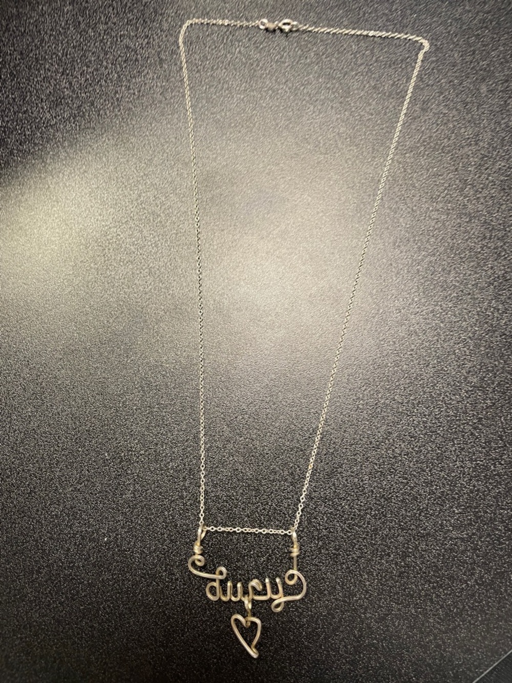 Sterling Silver Custom Script “Lucy” Necklace with Heart Pendant